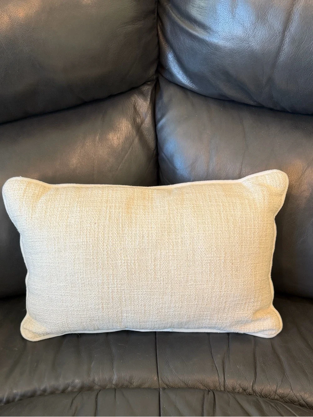 PEACE Sequin Accent Pillow - Cream with Gold Lettering